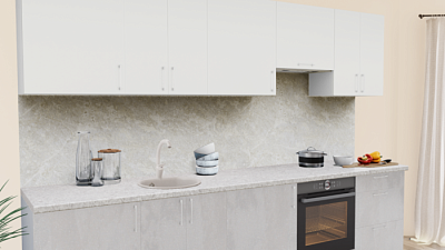 Кухня на заказ Белый теплый 1200